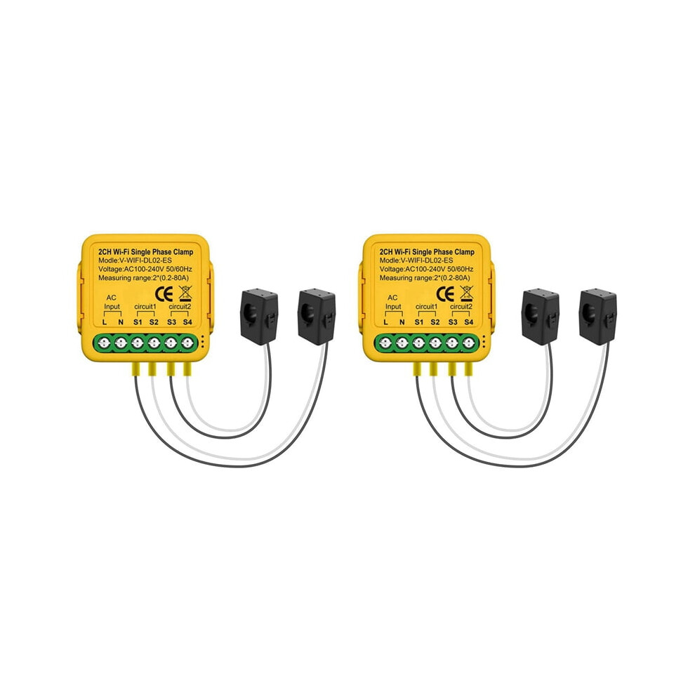 Tuya Wifi Energy Meter 80A With Clamp Ct 2-Pack 946140645438