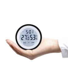 Digitale thermometer-hygrometer met achtergrondverlichting en alarm.