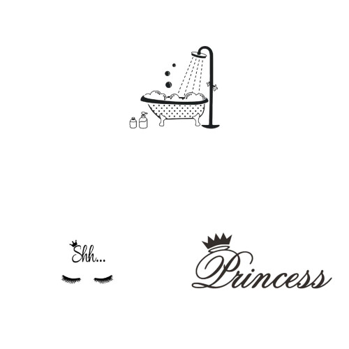 Αυτοκόλλητα τοίχου Princess Sleep Here με αφαιρούμενο λουλούδι