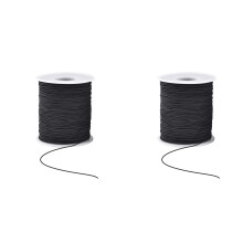 Cordão elástico preto para pulseiras, 1 mm, pacote com 3 unidades.