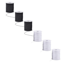 Cordão elástico preto para pulseiras, 1 mm, 6 peças