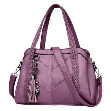 Borsa a tracolla da donna in ecopelle viola, 30x12x20 cm
