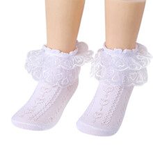 Chaussettes à volants en dentelle ajourée pour filles, en coton, 1 paire