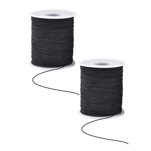 Čierna elastická šnúrka na náramky 1 mm, 2 rolky