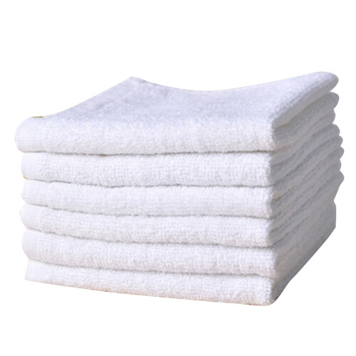Toalhas de mão de algodão branco, 25 x 25 cm (9,84 x 9,84 polegadas), pacote com 6 unidades.