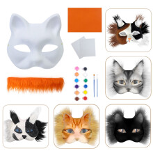 Masc Cat DIY Kit Páipéir Bháin Mogalra Súile Fionnadh Bréige Gan Chríochnú1