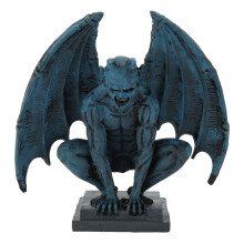 Blå harpiks gargoyle statue haveornament gotisk stil