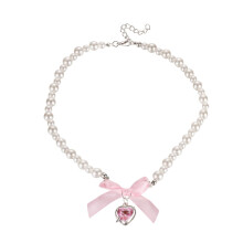 Verstelbare choker met strik en hartvormige parelhanger voor dames