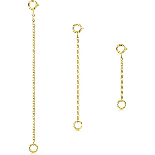 Extensor de collar de plata de ley chapado en oro de 14k (cadena 3)