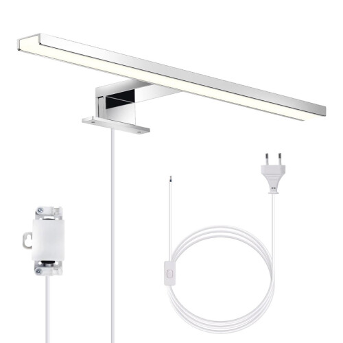 Lámpara de tocador LED plateada mate 4000K enchufable