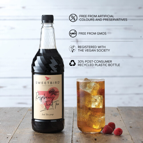 Sweetbird Raspberry Iced Tea Syrup (1 Litre) - Vegan Friendly 2
