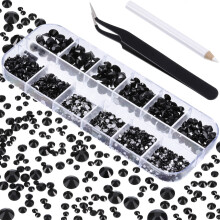 Sorte fladbagede rhinsten 1,5–6 mm 2000 stk. 6 størrelser med