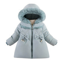 Cappotto invernale imbottito da bambina con cappuccio e fodera in pile.