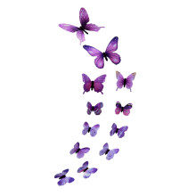 Adesivos de parede de borboleta roxa que brilham no escuro (12 peças)
