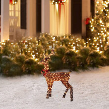 Opruiming! EQWLJWE Kerstverlichting Hertenfamilie, 2D Waterdicht, Tuin- en Terrasdecoratie (Warm Wit)