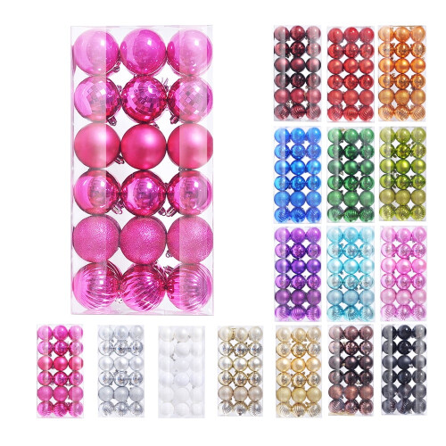Hot Pink Christmas Balls Shatterproof 36pcs