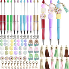 Evjurcn beadable pen set plastic colorful beads 12 pcs