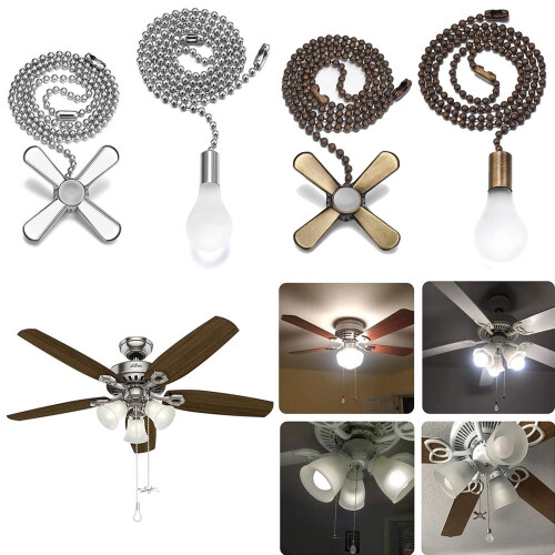 Fan Pull Chain Extender 12-inch Frosted Glass Bulb 1