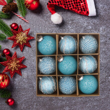 Christmas Balls Set Blue 8cm 9 Pieces