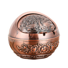 Vintage winddichte metalen asbak met deksel