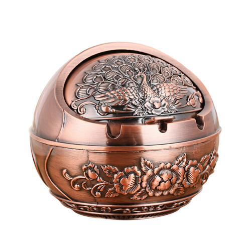Vintage winddichte metalen asbak met deksel