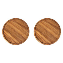 2X Round Wood Tray,Wooden Serving Tray,Serving Platter,Appetizer Charcuterie Board,Tray Organizer B