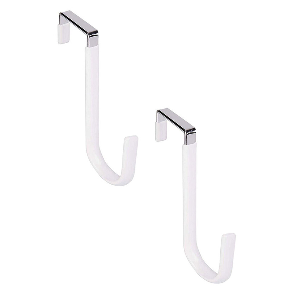 Over The Door Hooks Rubber-Coated Heavy Duty 2 Pcs White 962125396737