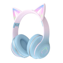 DGOO Kids vezeték nélküli Bluetooth 5.1 fejhallgató aranyos RGB fülekkel, összecsukható, hangerőszabályzóval és mikrofonnal, kompatibilis