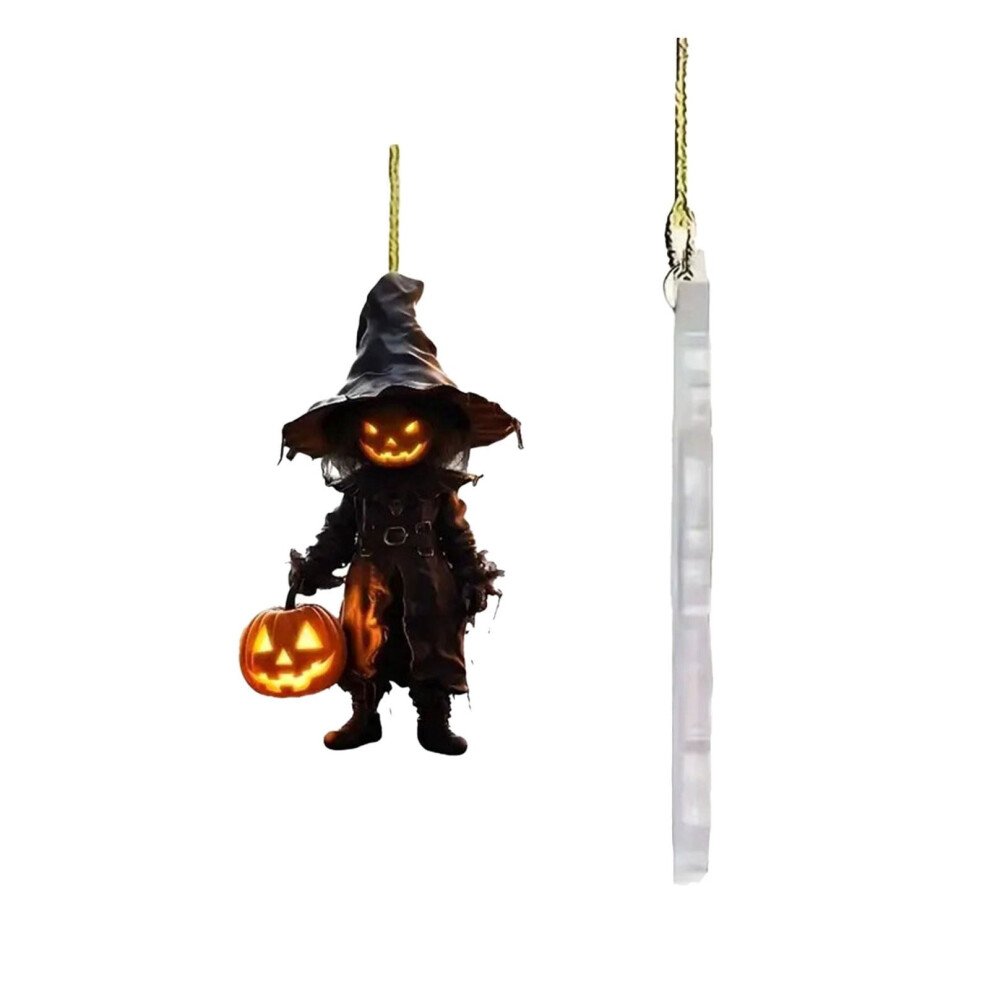 Acrylic Halloween Pumpkin Car Rearview Hanger Black 900881867450