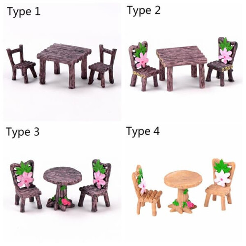 Miniature Table and Chairs Set Type 2, 3 pcs 1