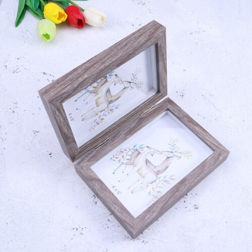 Wooden Photo Frame Light Grey 4x6 Inch Double 2