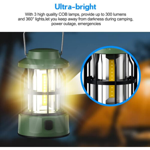 Camping Lantern LED Dimmable IPX4 Waterproof Green 1