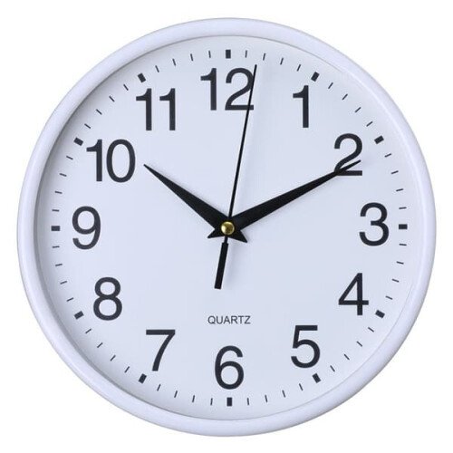 Wall Clock Quartz White 12-inch