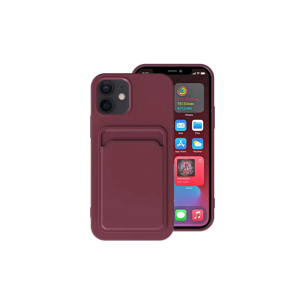 Floveme Iphone 12 Case With Card Slot Burgundy 962029696742