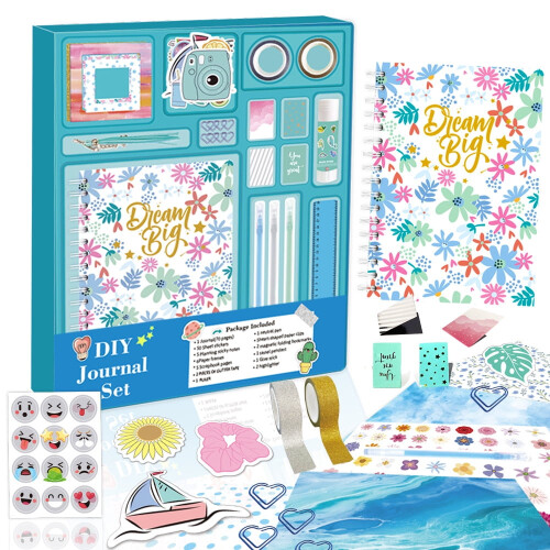 DIY Journal Kit for Teens Blue Scrapbook Diary Set