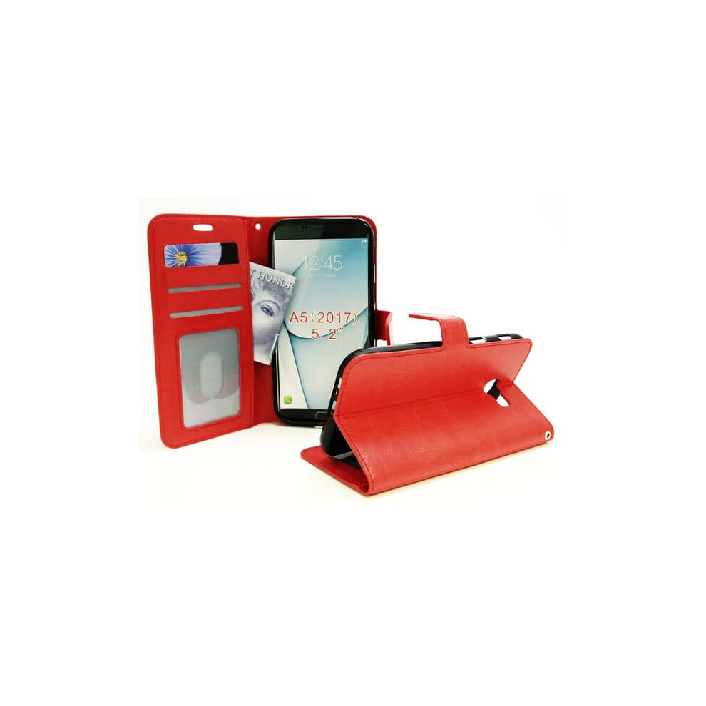 Crazy Horse Wallet For Samsung Galaxy A5 2017 Red 962029697664