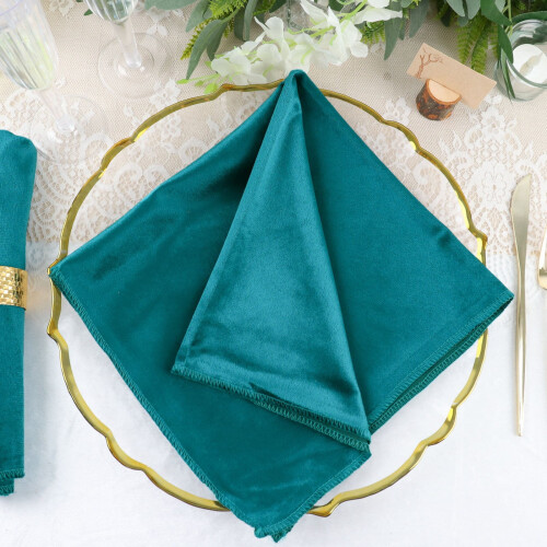 Efavormart 20"x20" Peacock Teal Χονδρική Premium Χαρτοπετσέτες από Βελούδο χωρίς Ραφή - 5 τεμάχια