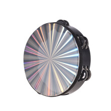 8-inch wooden tambourine with double-row jingles and