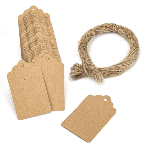 Kraft Paper Gift Tags with String Brown 100 pcs