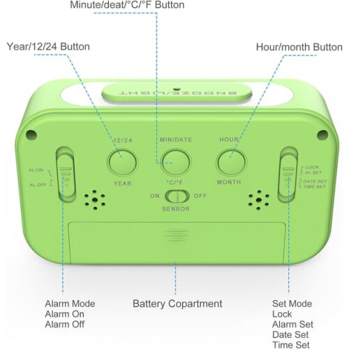 Digital Alarm Clock with Large LED Display Temperature 2