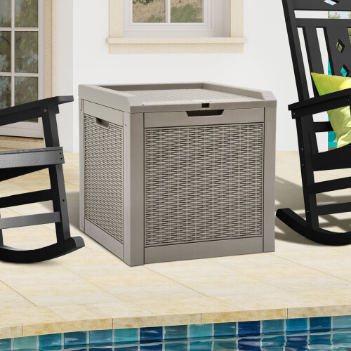 Dextrus deck box waterproof resin rattan 32 gal brown