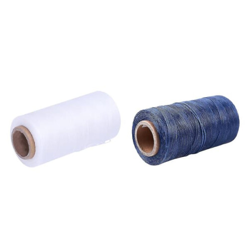 Leather Sewing Thread Waxed 260m 1mm 2 Rolls Dark Blue White 1
