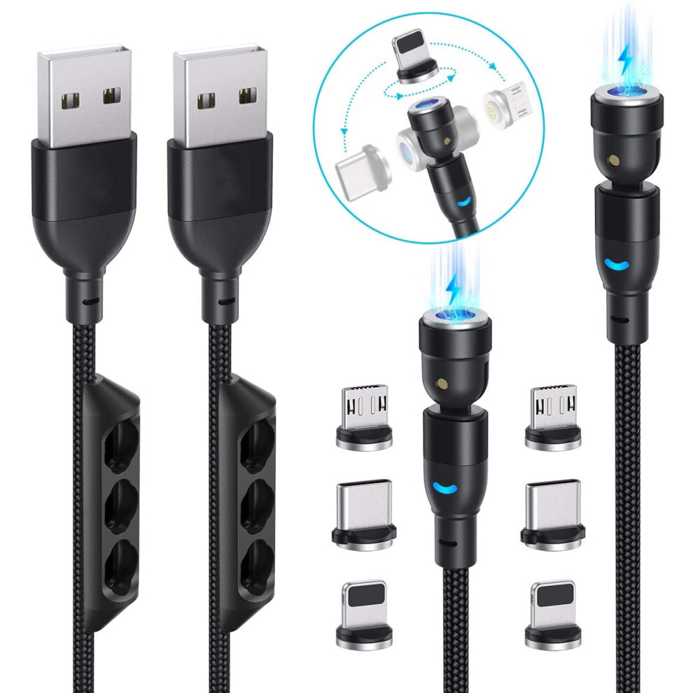 Magnetic Charging Cable Nylon Braided 3A 6Ft 3Pack Blue/Light 972745985013