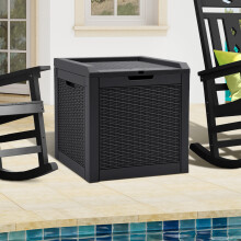Dextrus deck box waterproof resin rattan 32 gal black