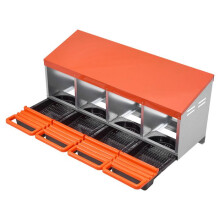 Ponedero para Gallinas 4 Compartimentos-Duoku de Acero Galvanizado y Plástico Robusto, Dimensiones 106x52,5x47,5 cm