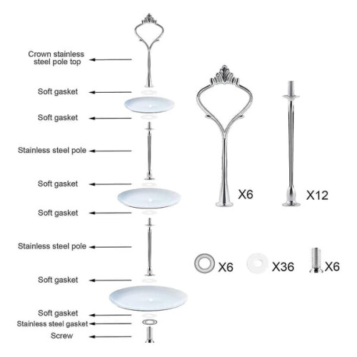 Cake Stand Tray Hardware Set 6 Pieces 1
