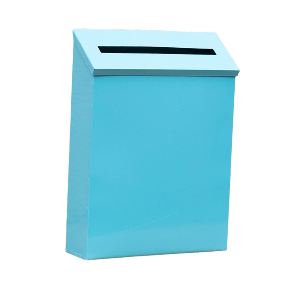 Wall Mount Metal Mailbox With Newspaper Holder Blue 972745003007