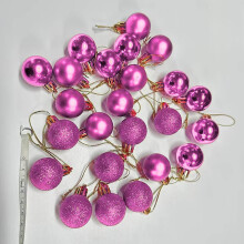Pink Christmas Ball Pendant Set 1.2 inch 24 pcs