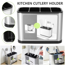 Porte-ustensiles de cuisine Fyeme pour plan de travail - Organisateur de couverts en acier inoxydable antirouille, compatible avec cuillères et