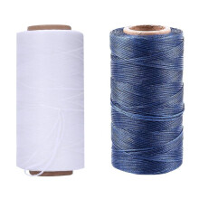 Leather Sewing Thread Waxed 260m 1mm 2 Rolls Dark Blue White